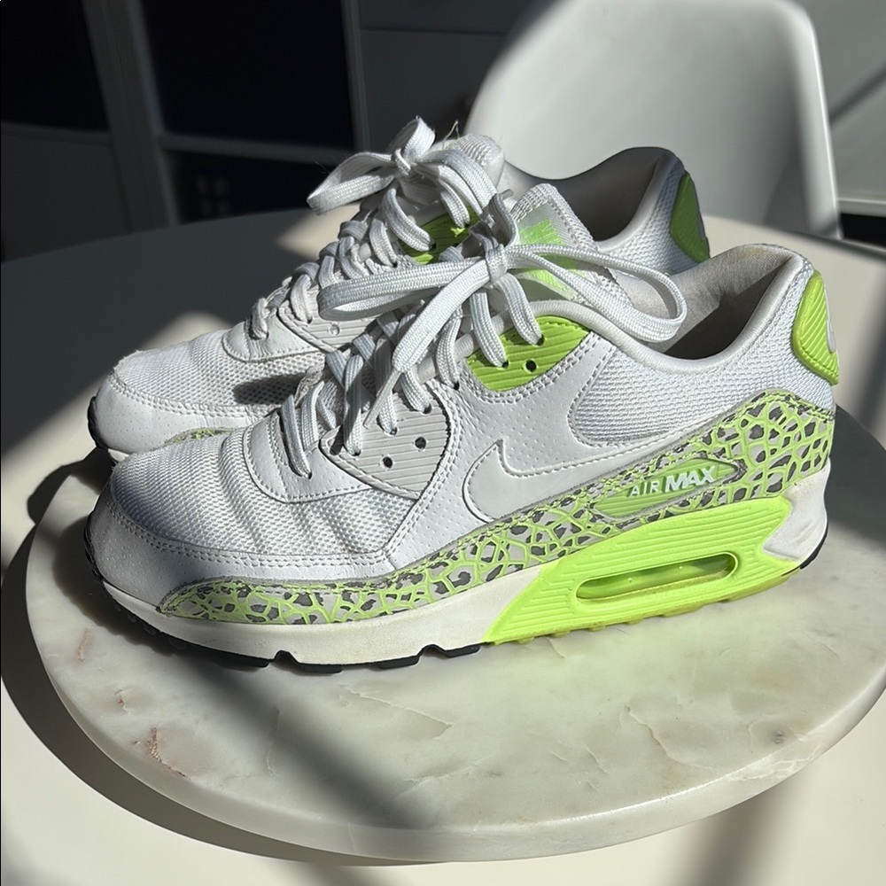 Nike Air Max White and Lime Green Sneakers